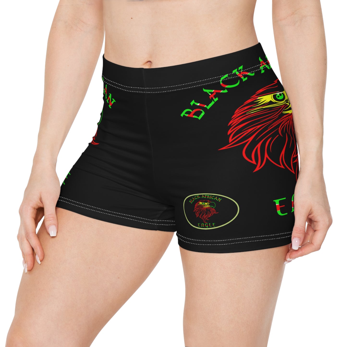 Black African Eagle Women's Shorts (AOP)