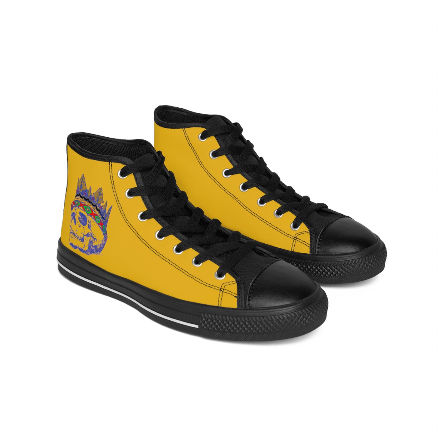 QUEEN SKULL On Mustard  Women's Classic Sneakers