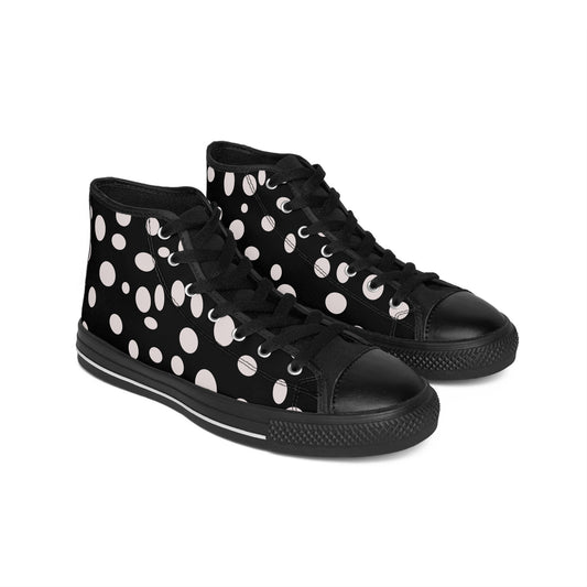 White Dots on Black Women's Classic Sneakers