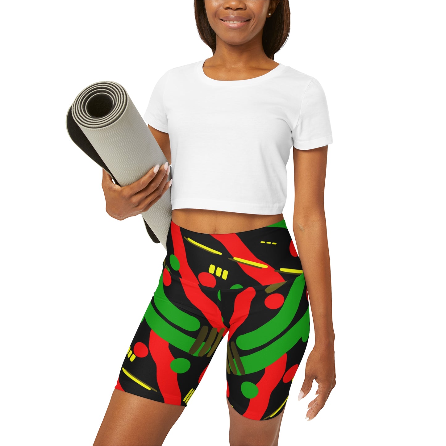 Reklin High Waisted Yoga Shorts (AOP)