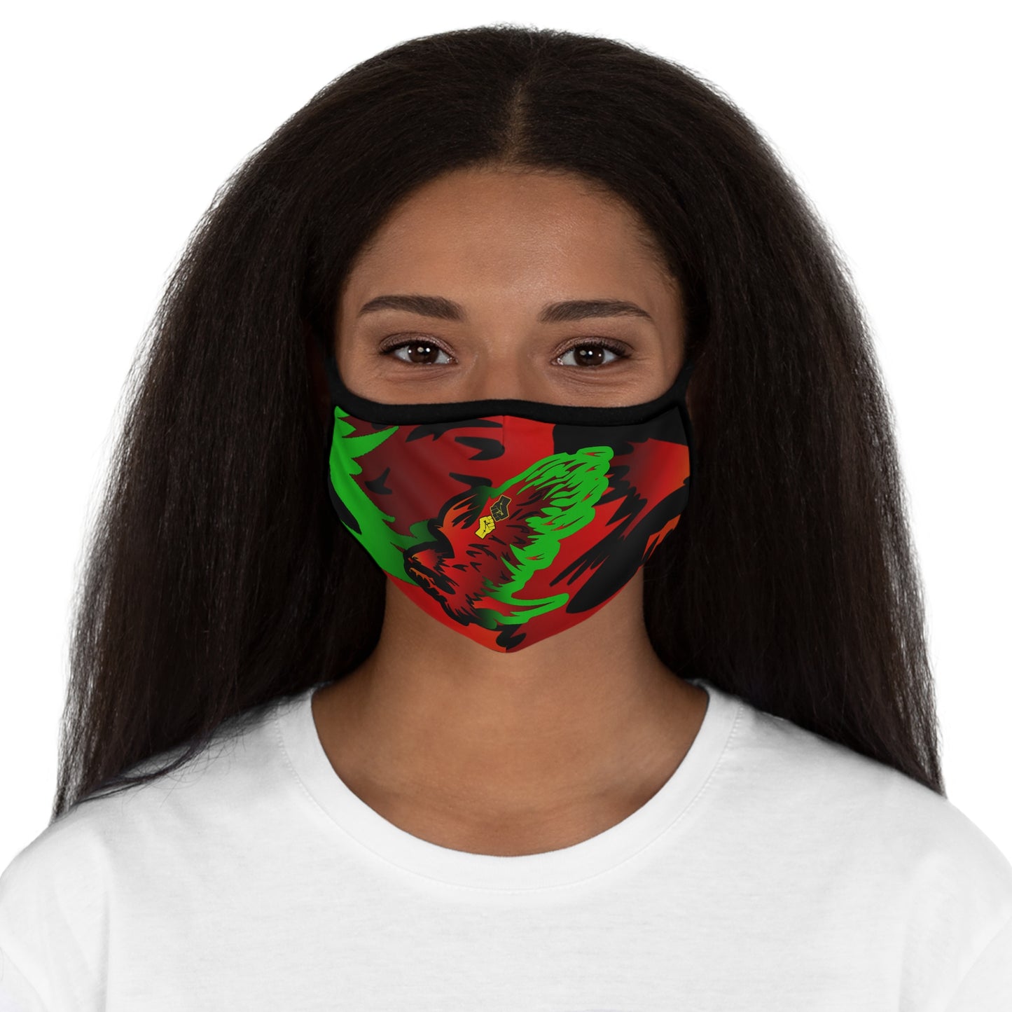 Afro Fire Bird Fitted Polyester Face Mask