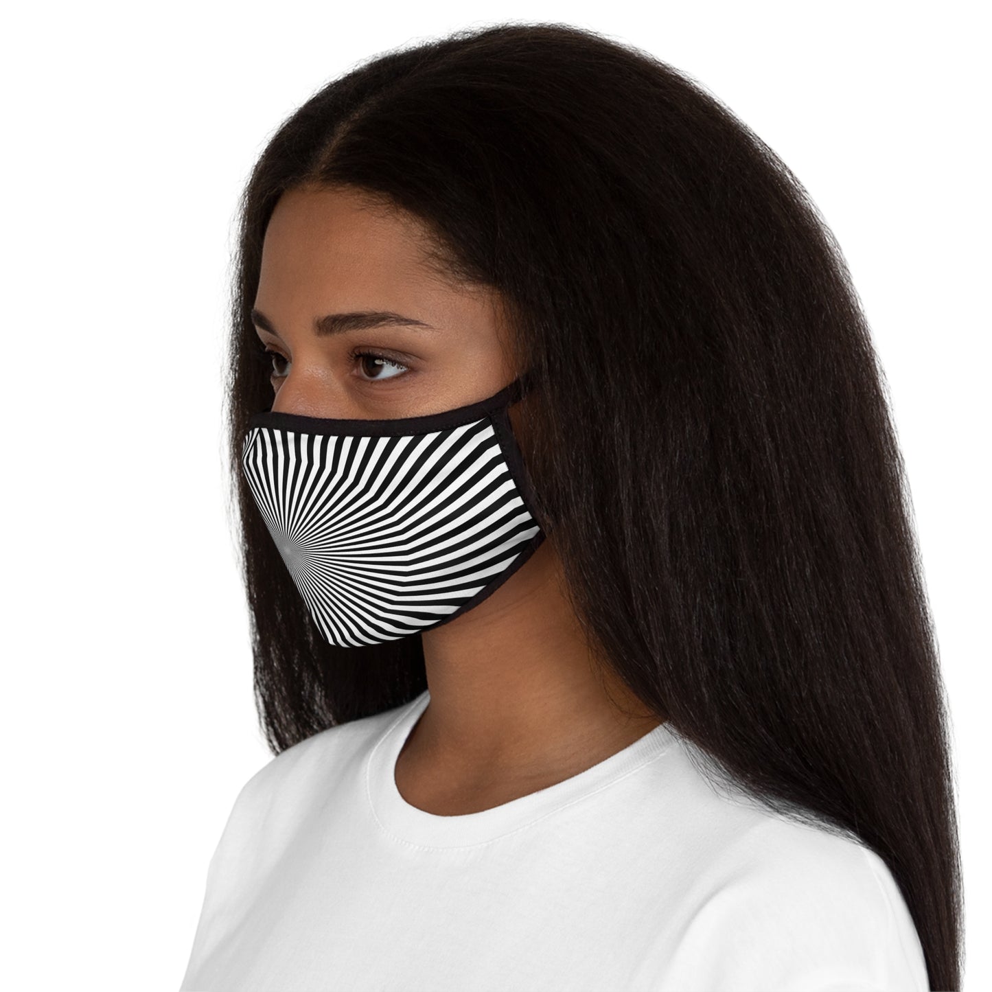 Black & White Optical Lines Fitted Polyester Face Mask