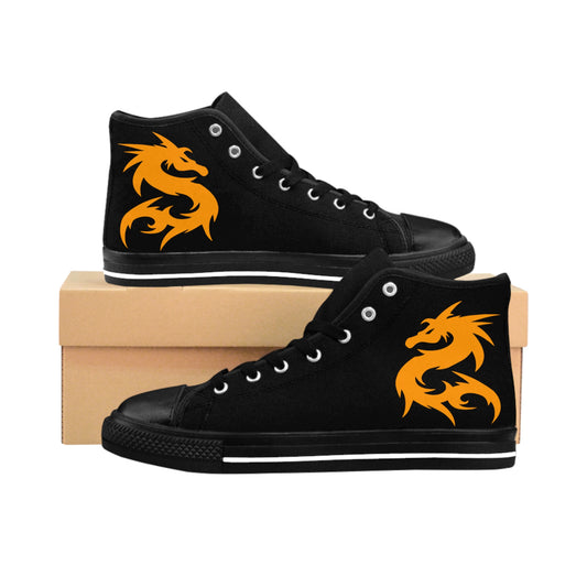 Golden Dragon On Black Women's Classic Sneakers