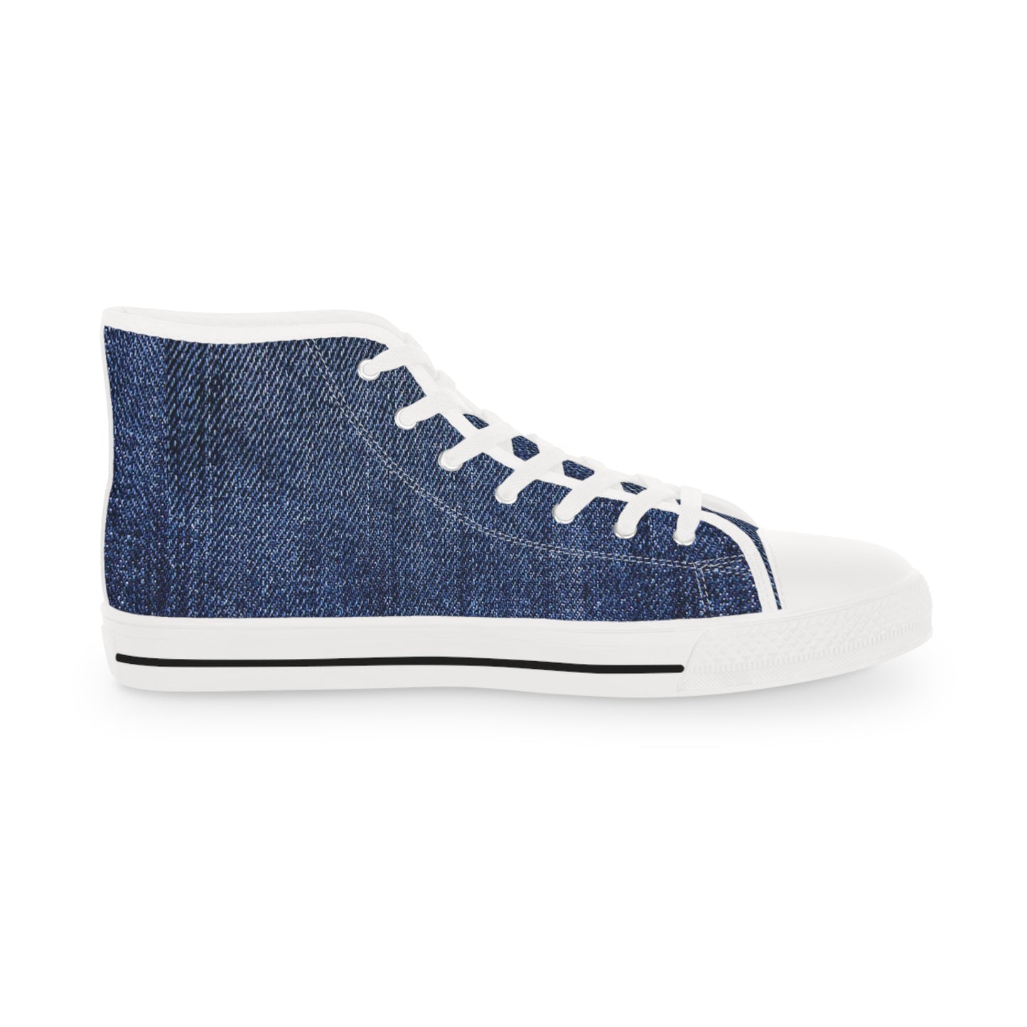 Blue Denim Style Men's High Top Sneakers