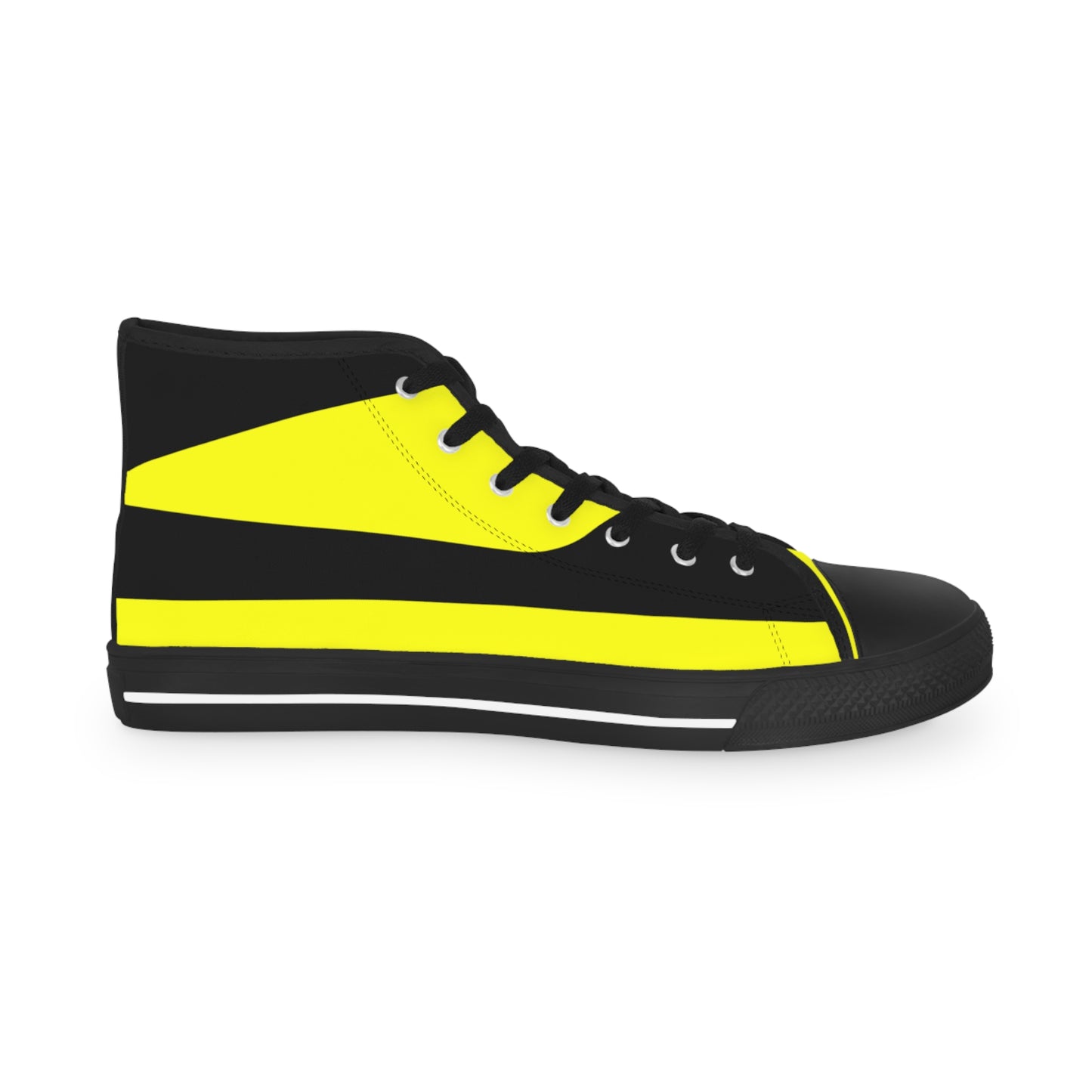 Yellow On Black Men's High Top Sneakers