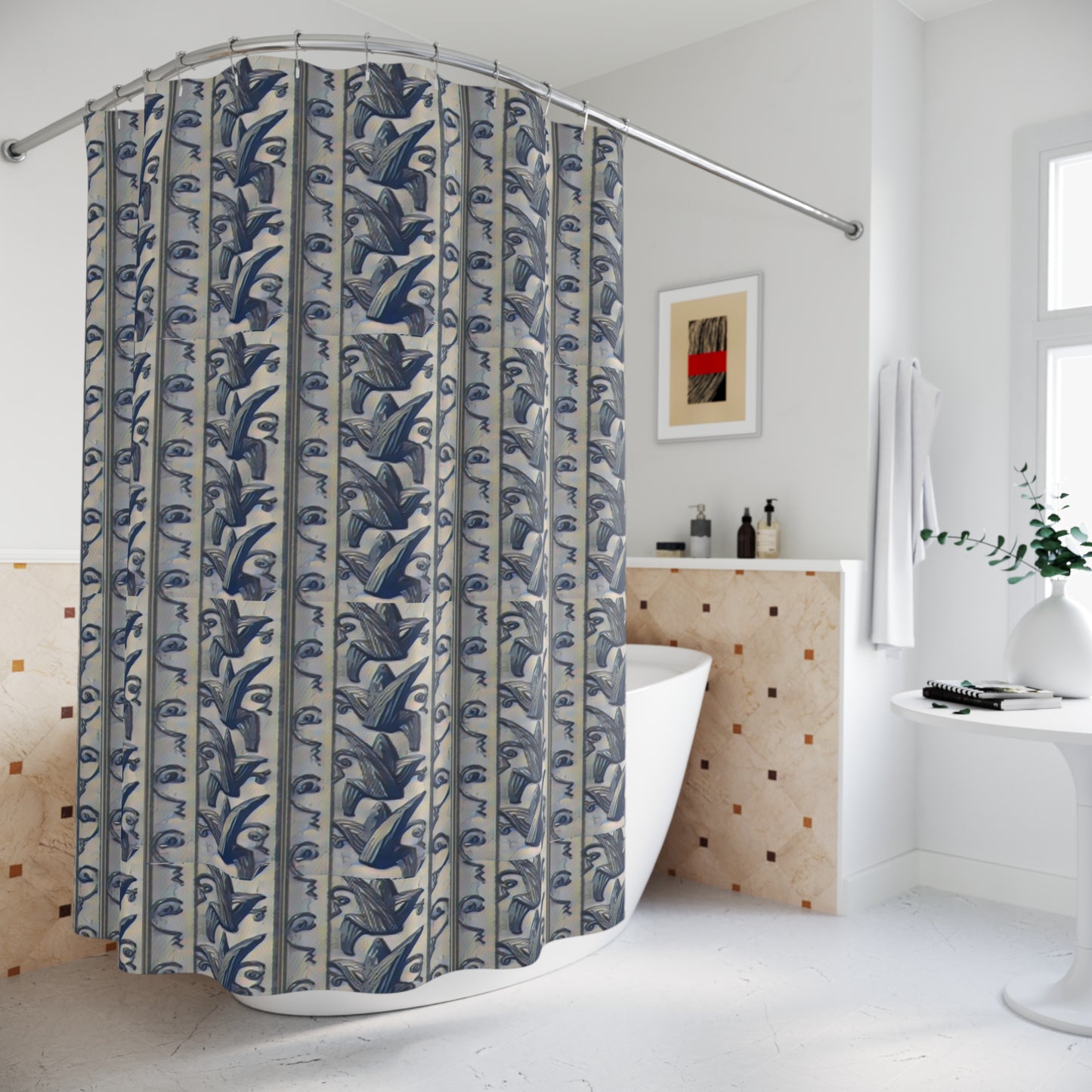 Janet Birds m Polyester Shower Curtain