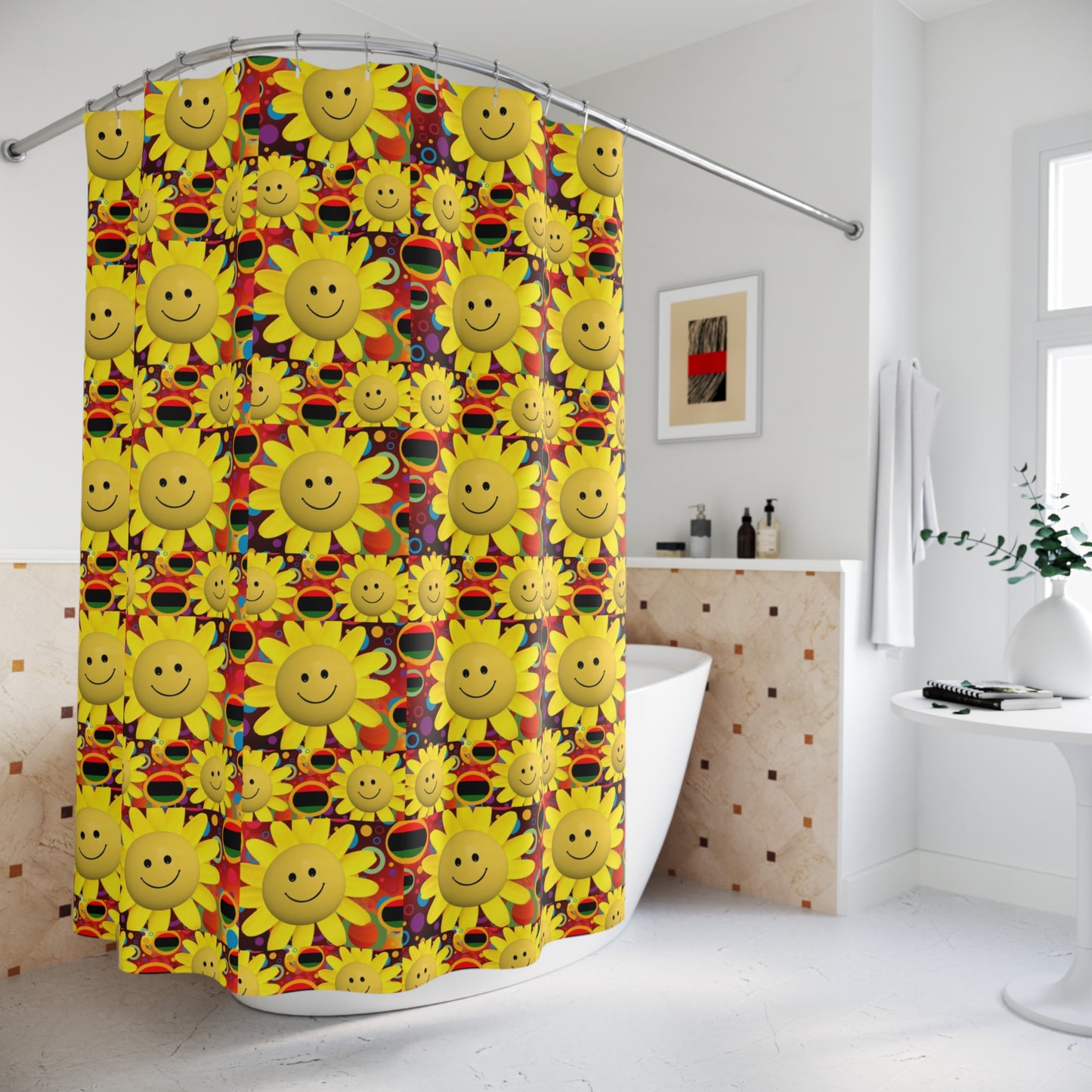 Smiling Sun Polyester Shower Curtain