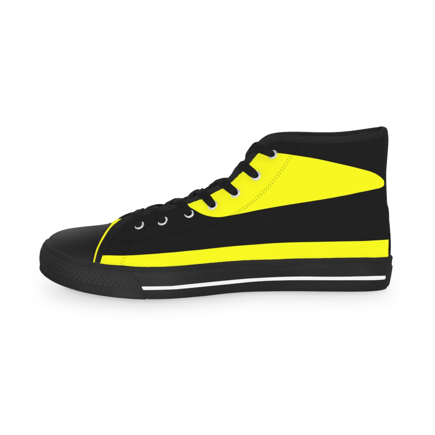 Yellow On Black Men's High Top Sneakers