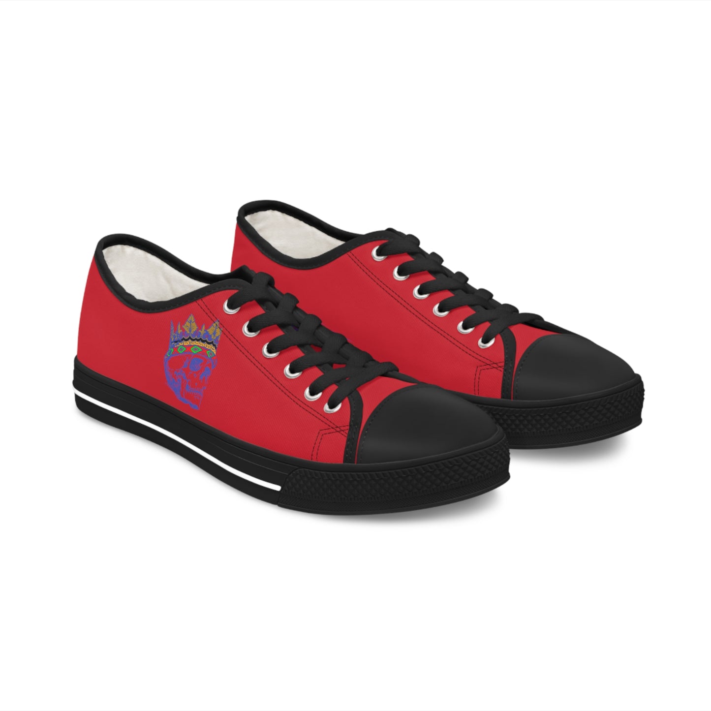 Queen Skull on Red    Women's Low Top Sneakers