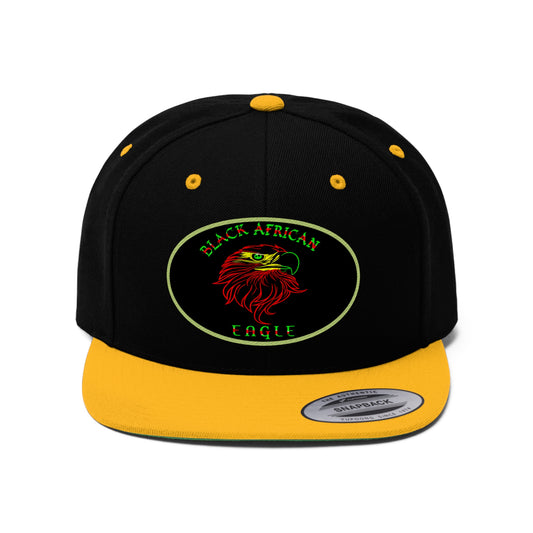 Black African Eagle (EMBROIDERED)  Unisex Flat Bill Hat