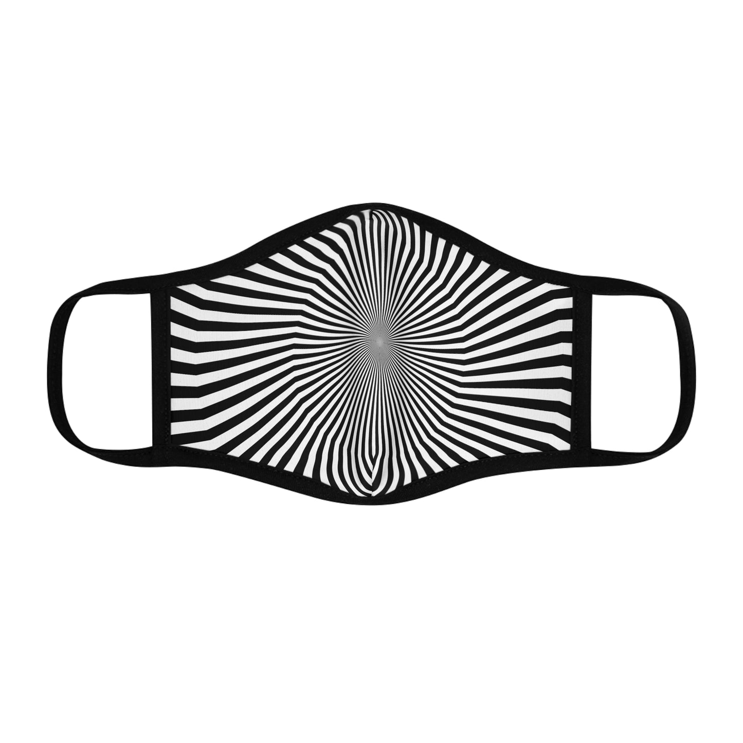 Black & White Optical Lines Fitted Polyester Face Mask