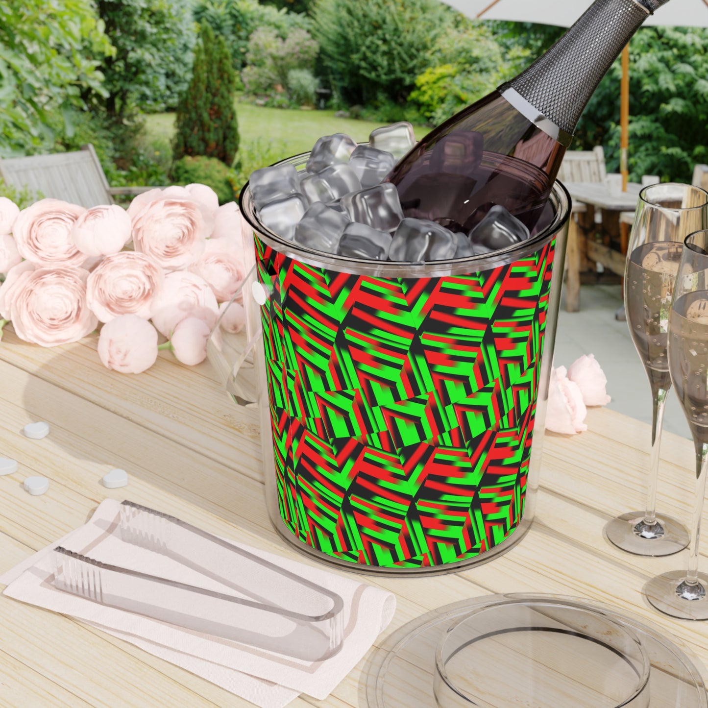 Afro Strips Ice Bucket with Tongs