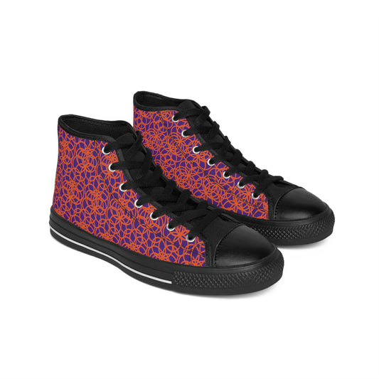 Orange Bubbles  On Purple Women's Classic Sneakers