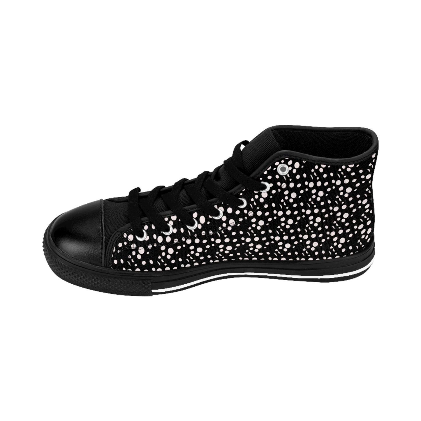 Small White Dots on Black Women's Classic Sneakers