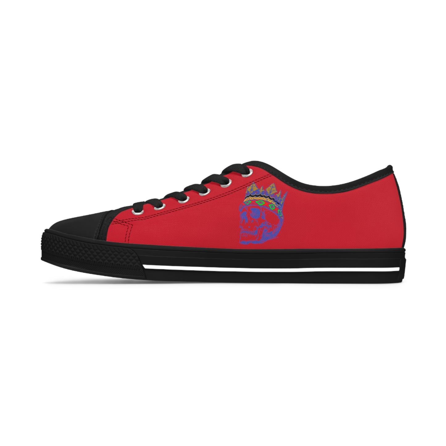 Queen Skull on Red    Women's Low Top Sneakers