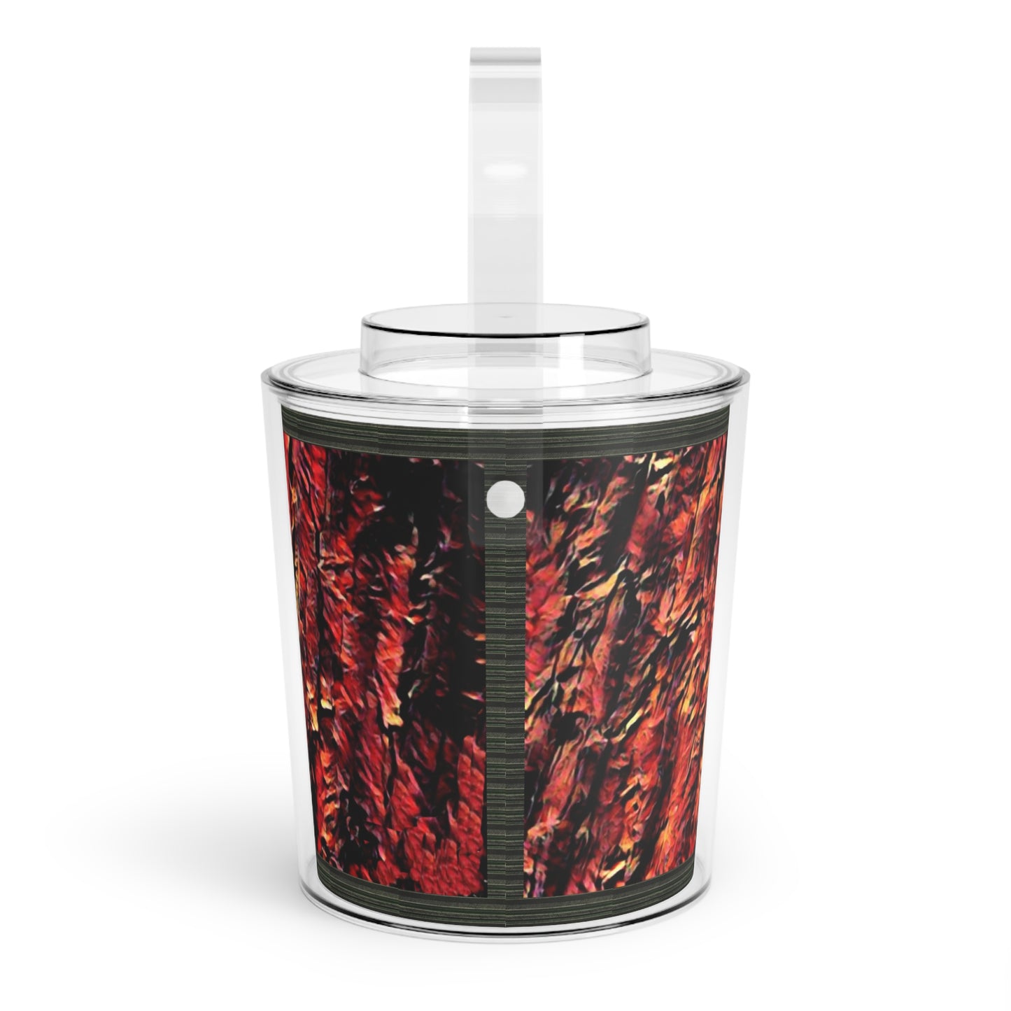 Red Wood Ice Bucket with Tongs