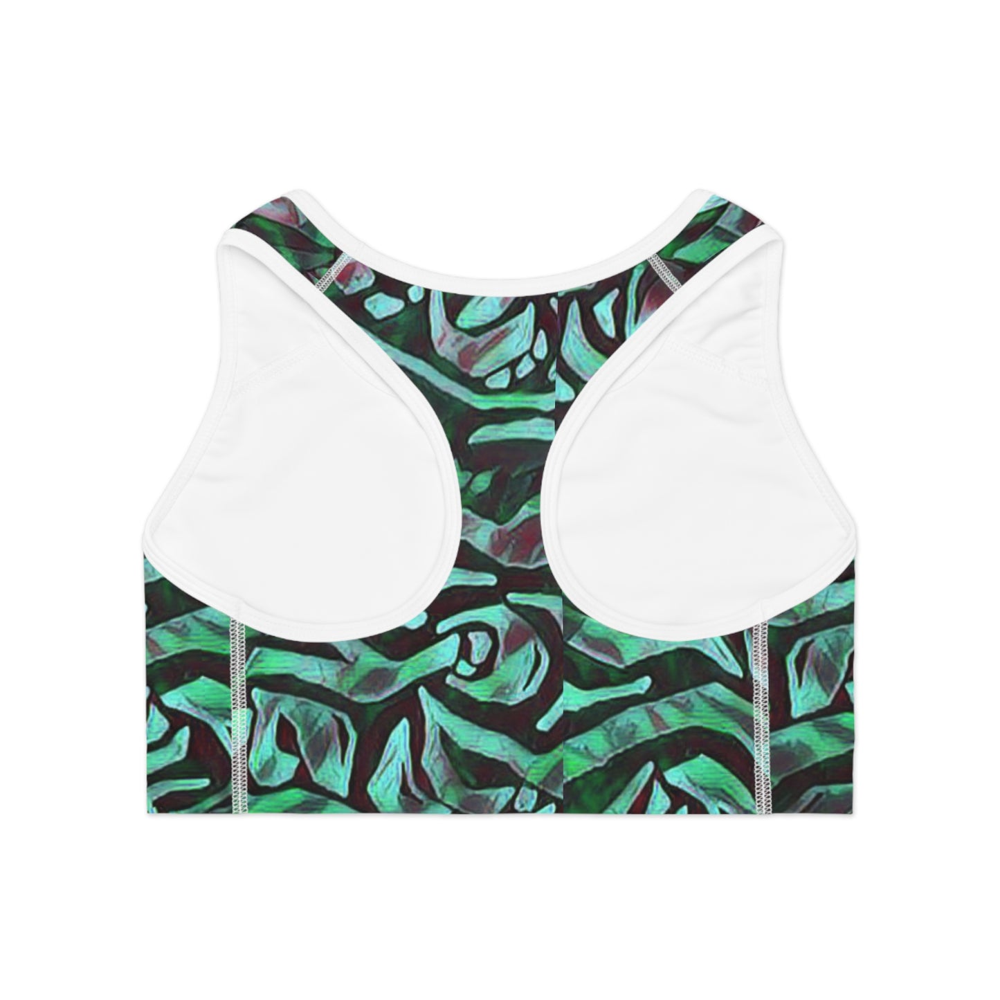 Mint Black  Sports Bra (AOP)