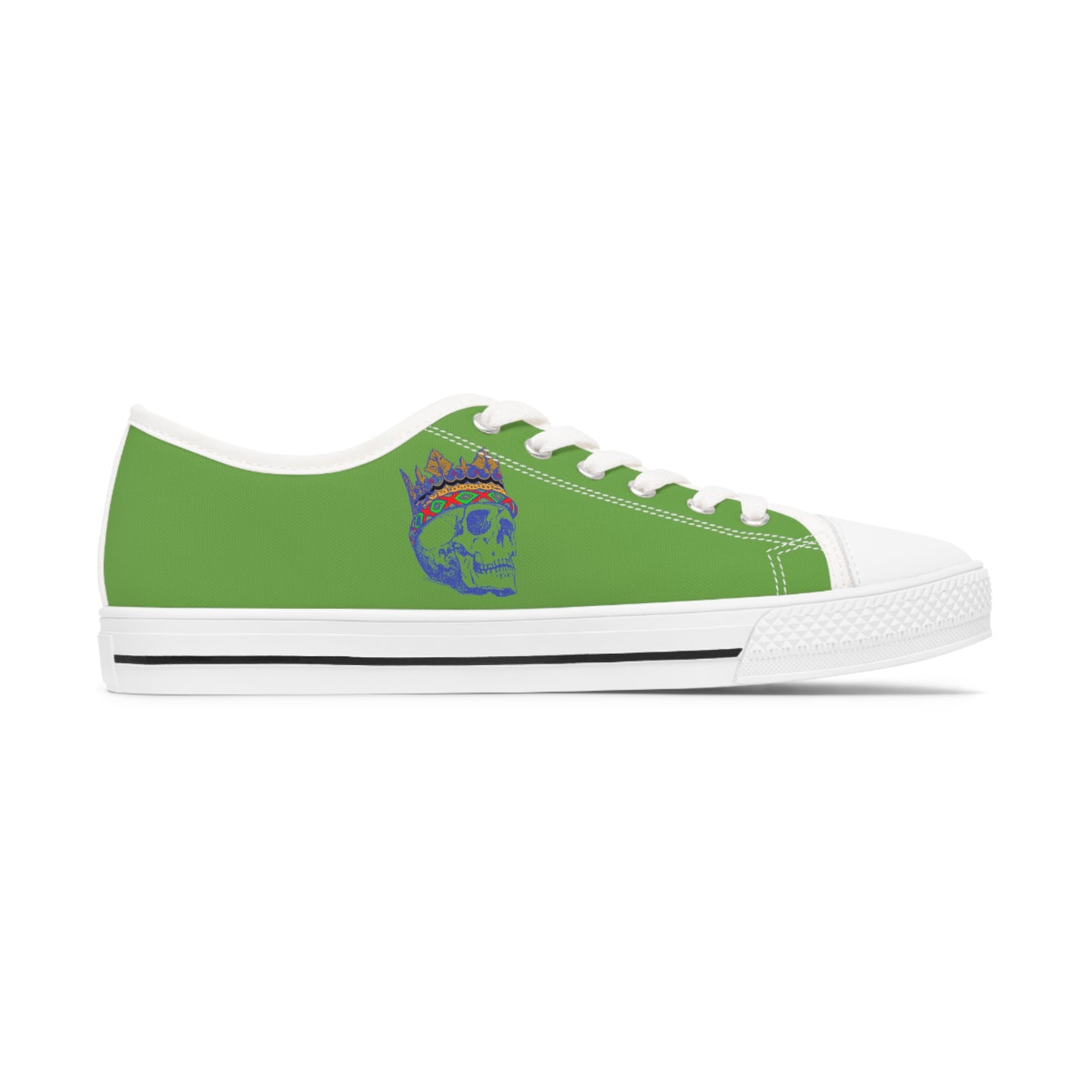 Queen Skull on Green    Women's Low Top Sneakers