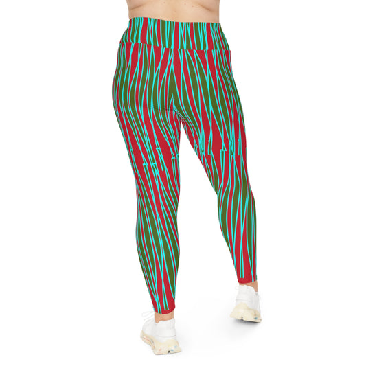 Light Ribbons [Red] Plus Size Leggings