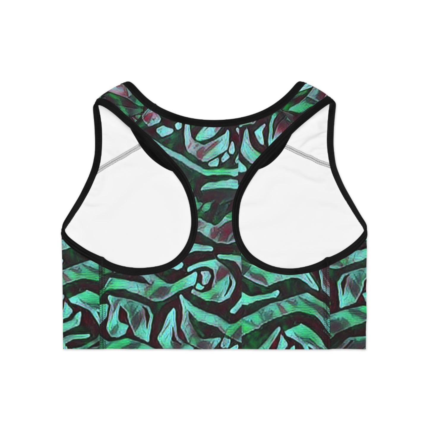 Mint Black  Sports Bra (AOP)