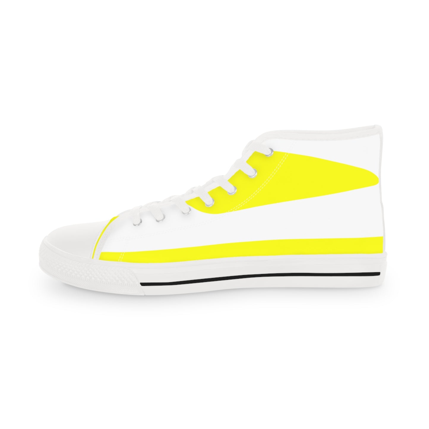 Yellow On White Men's High Top Sneakers