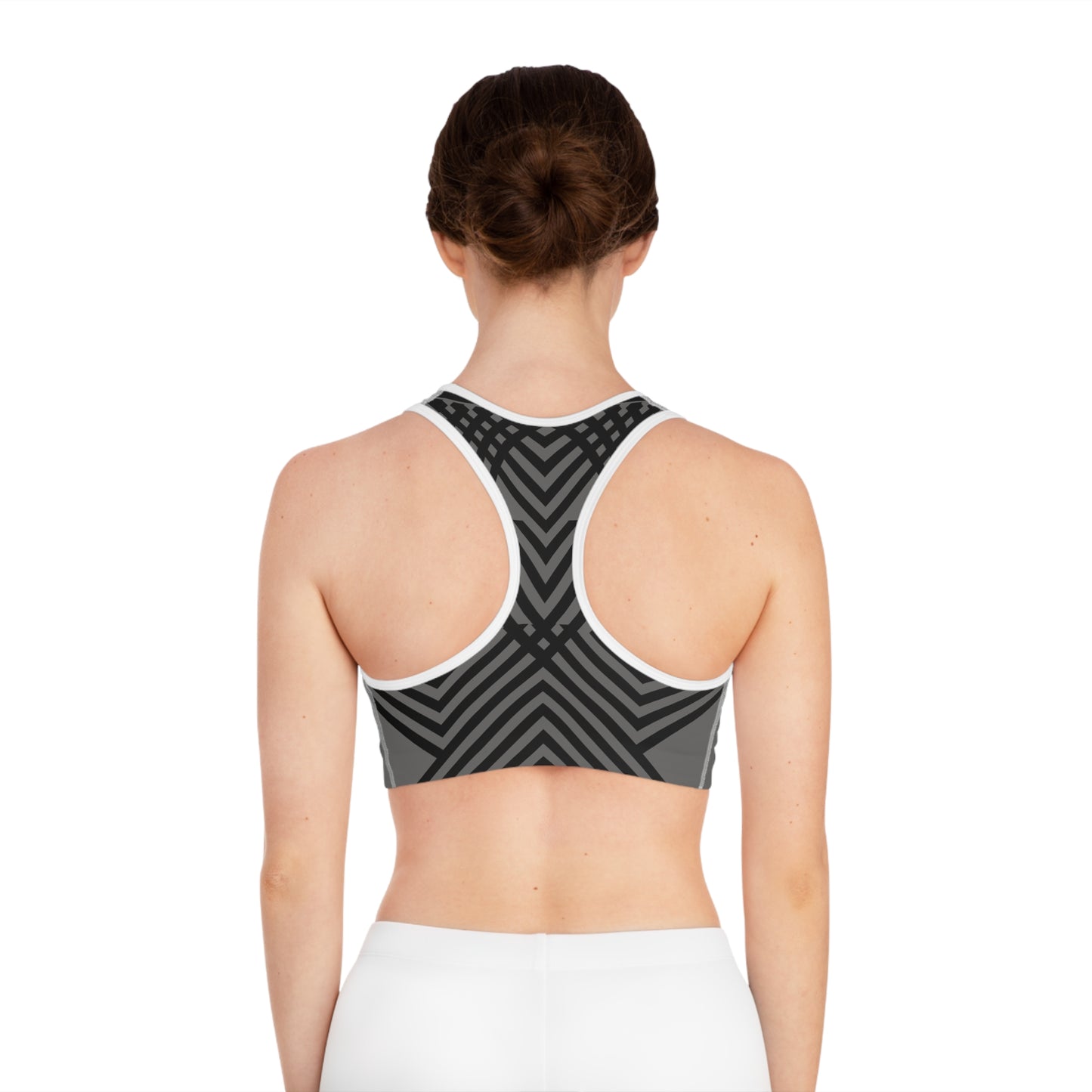 Chrome With Strips Sports Bra (AOP)