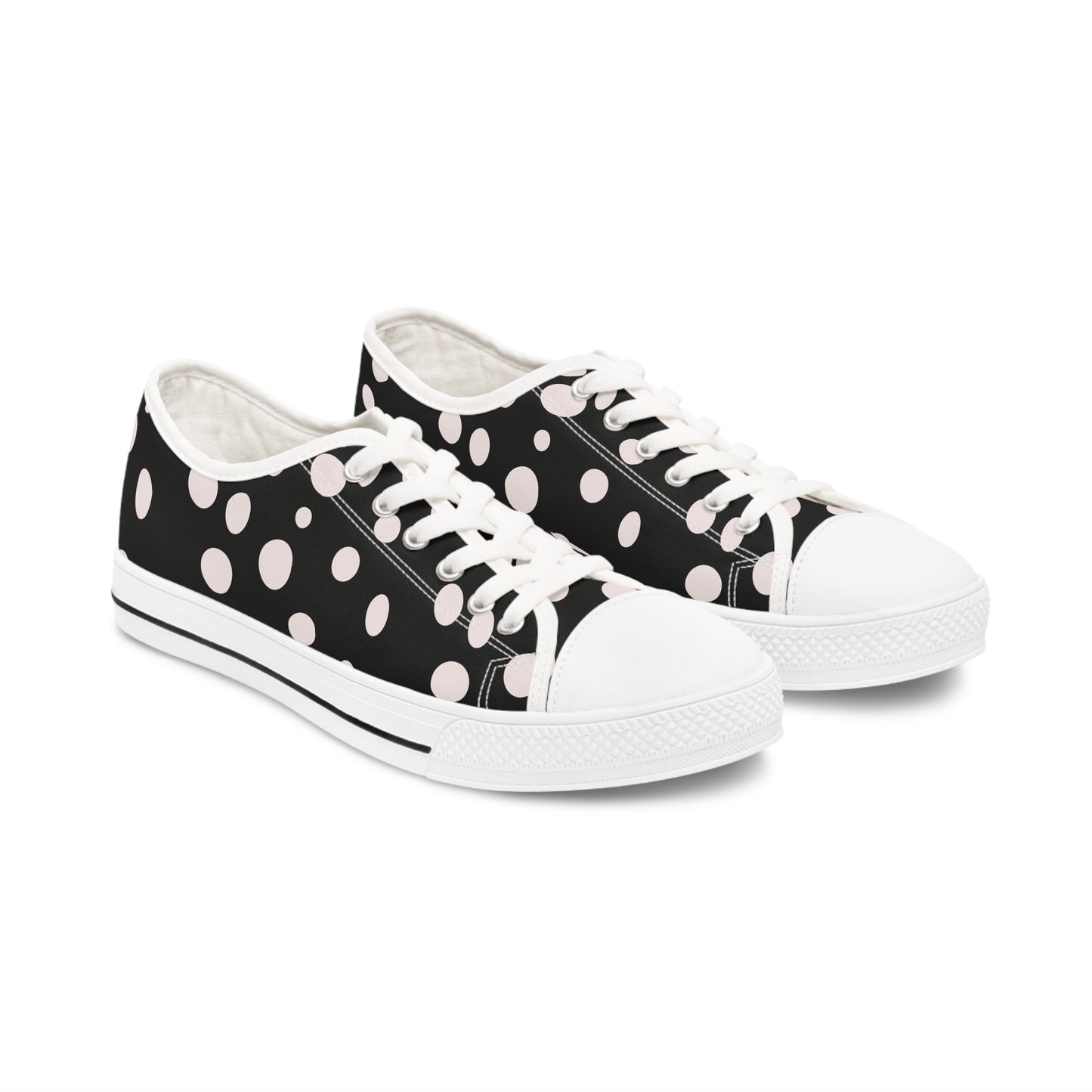 White Dots on Black    Women's Low Top Sneakers