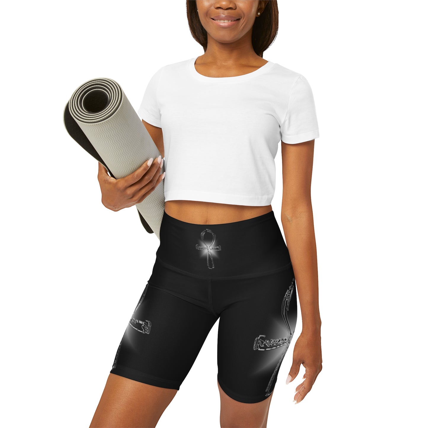 Glass Ahnk High Waisted Yoga Shorts (AOP)