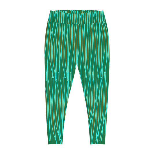 Light Ribbons [Green] Plus Size Leggings