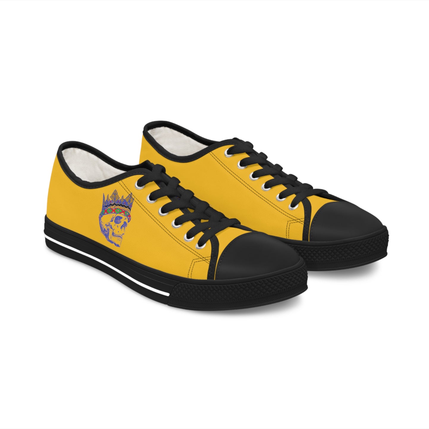 Queen Skull on Mustard    Women's Low Top Sneakers