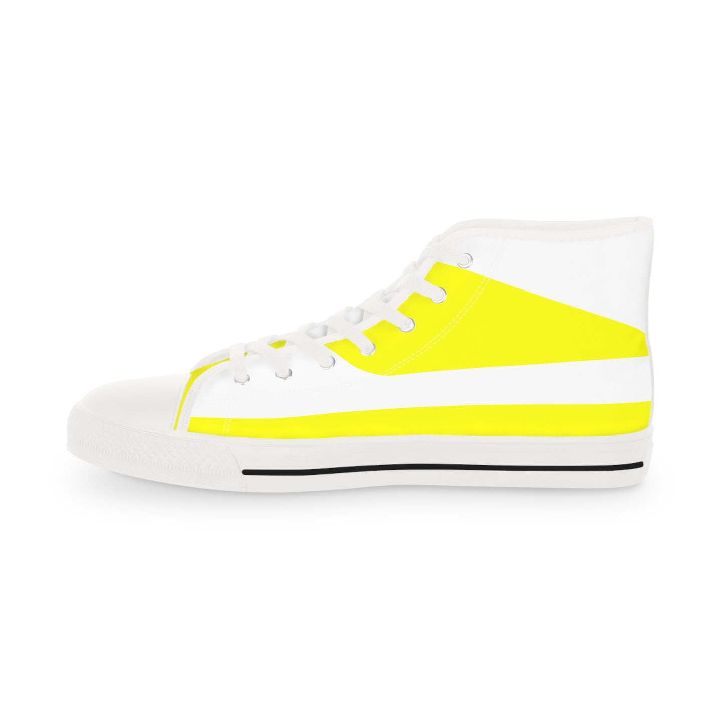 Yellow On White Men's High Top Sneakers