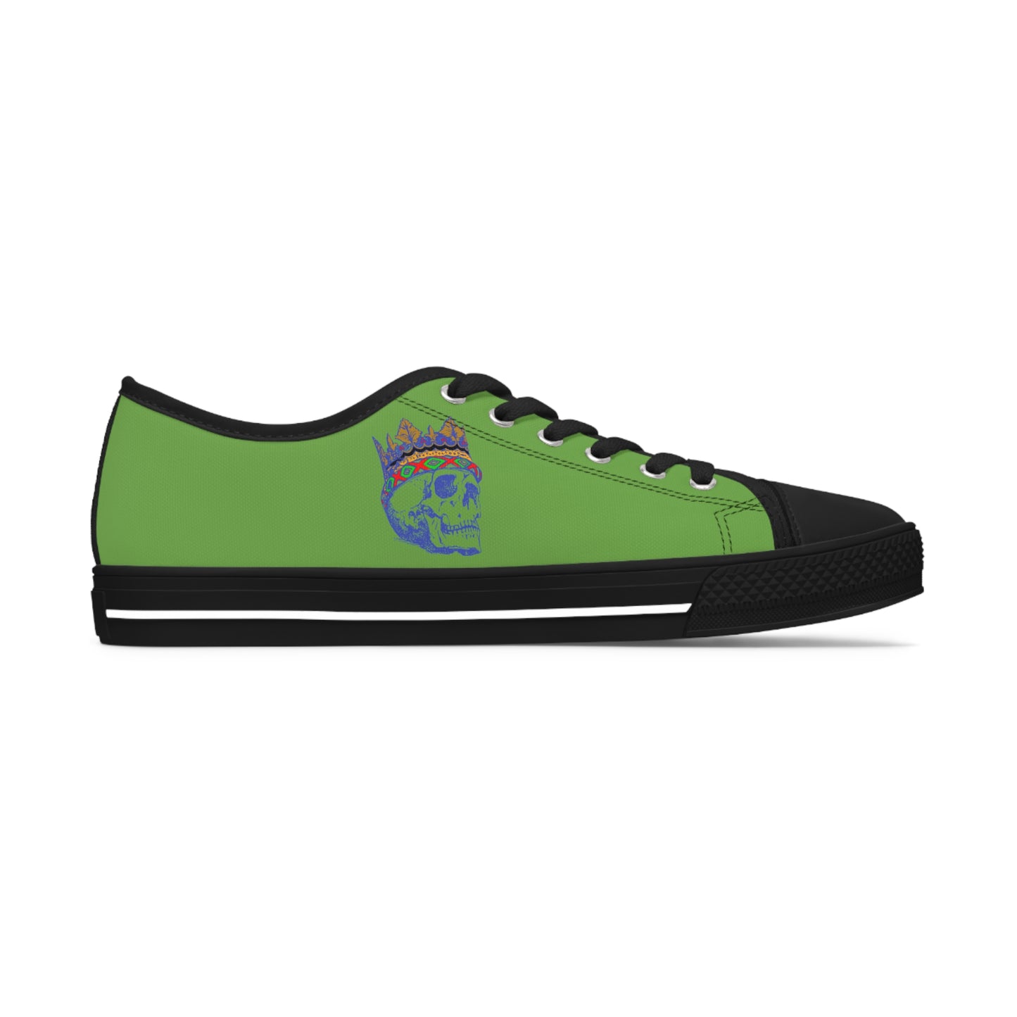 Queen Skull on Green    Women's Low Top Sneakers