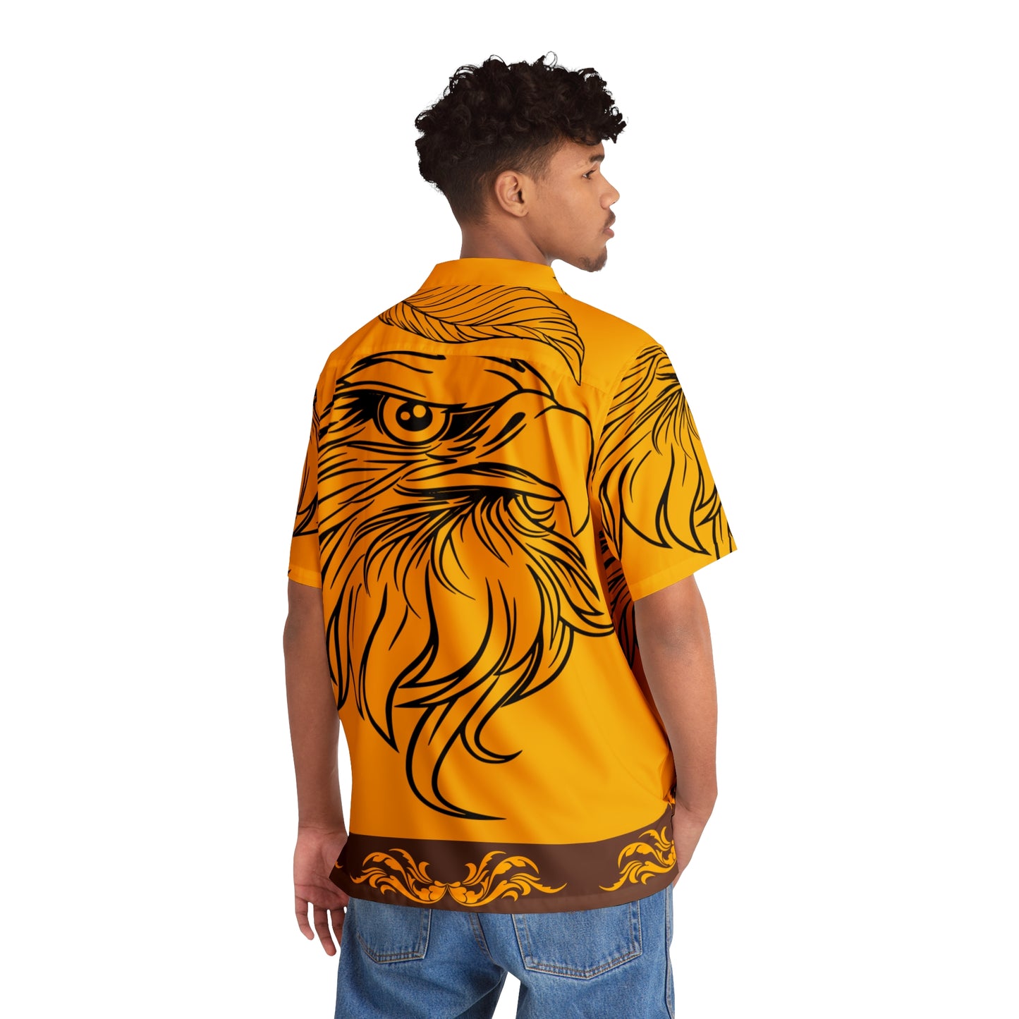 Black African  Eagle on Gold  Men's Hawaiian Shirt