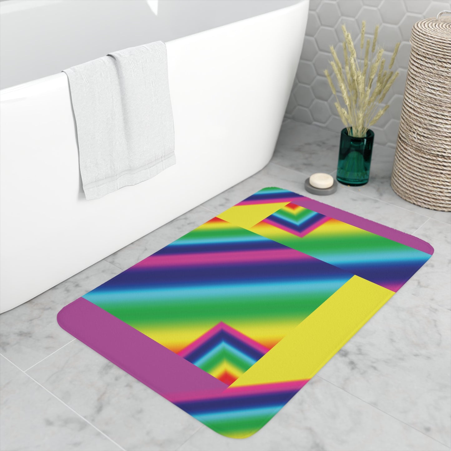 Rainbow   Point Memory Foam Bath Mat