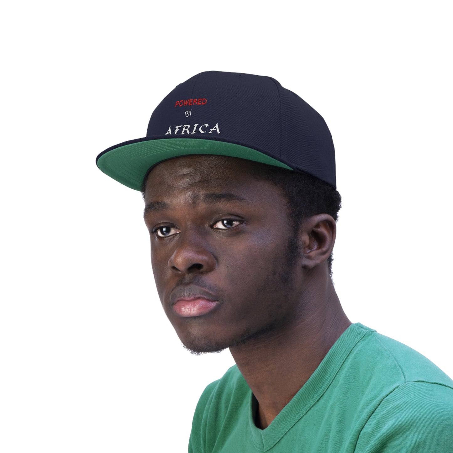 Powered By Africa (EMBROIDERED)  Unisex Flat Bill Hat