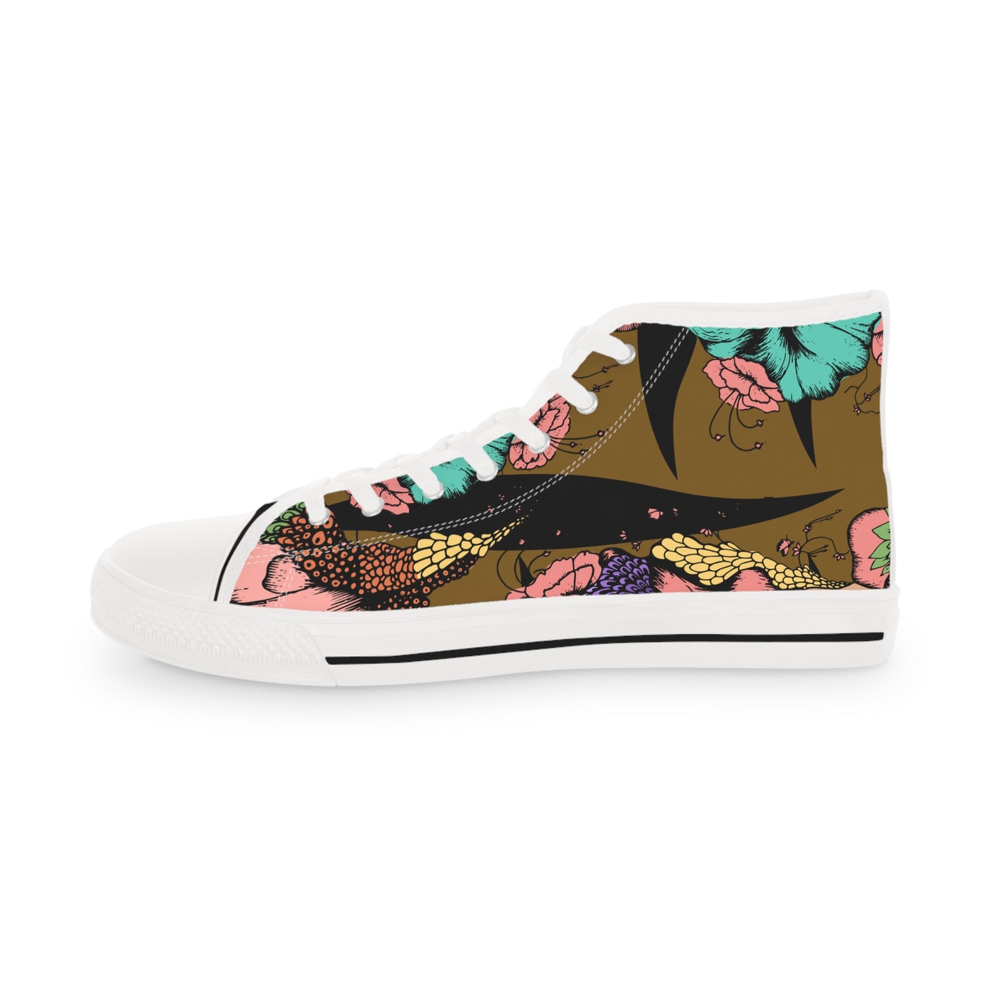 Black Snail Floral Men's High Top Sneakers