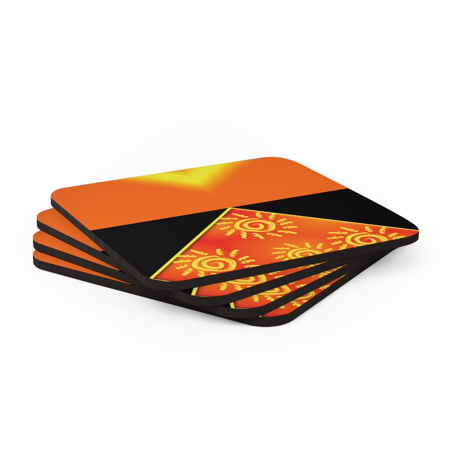 Sun Shine Corkwood Coaster Set (Black)