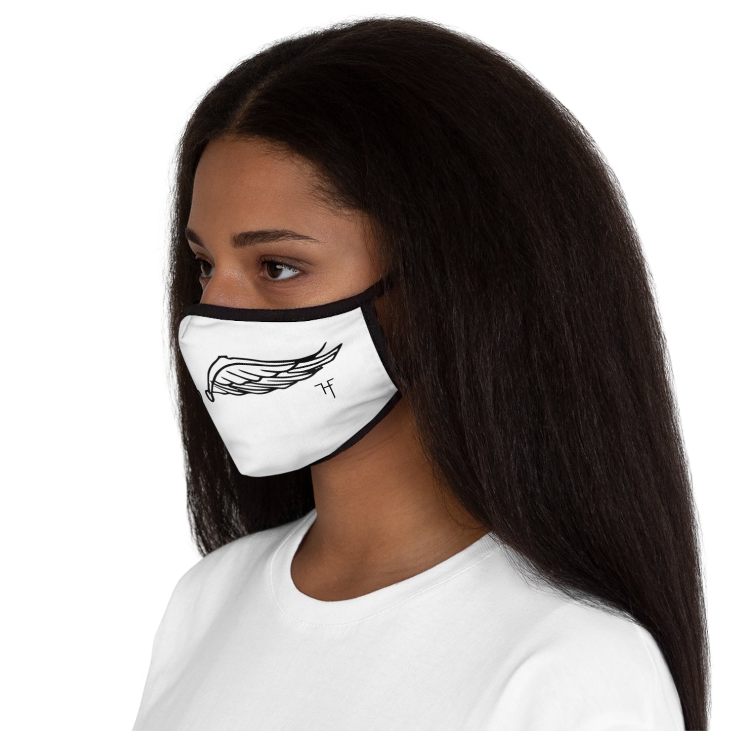 Wings On White Fitted Polyester Face Mask