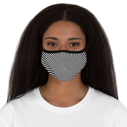 Black & White Optical Lines Fitted Polyester Face Mask