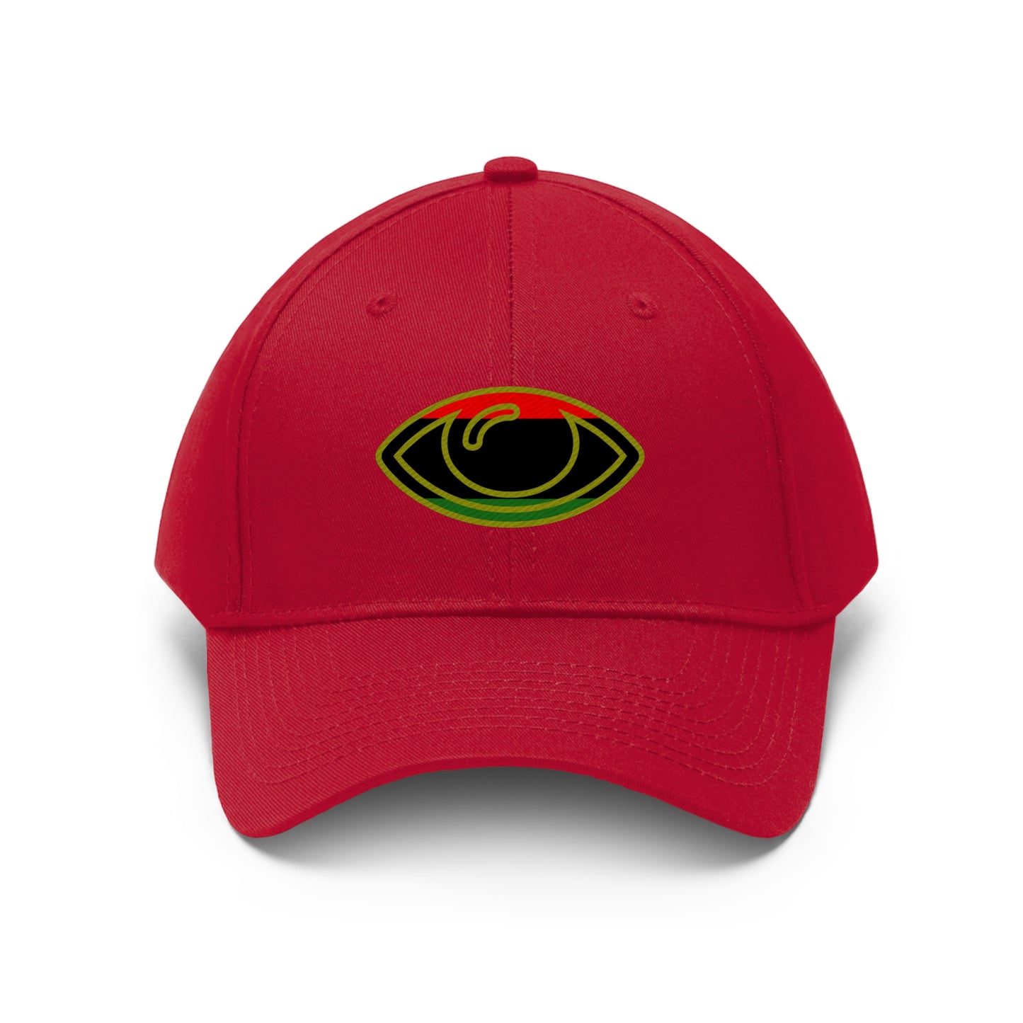 Pan African Flag Eye   (EMBROIDERED )  Unisex Twill Hat