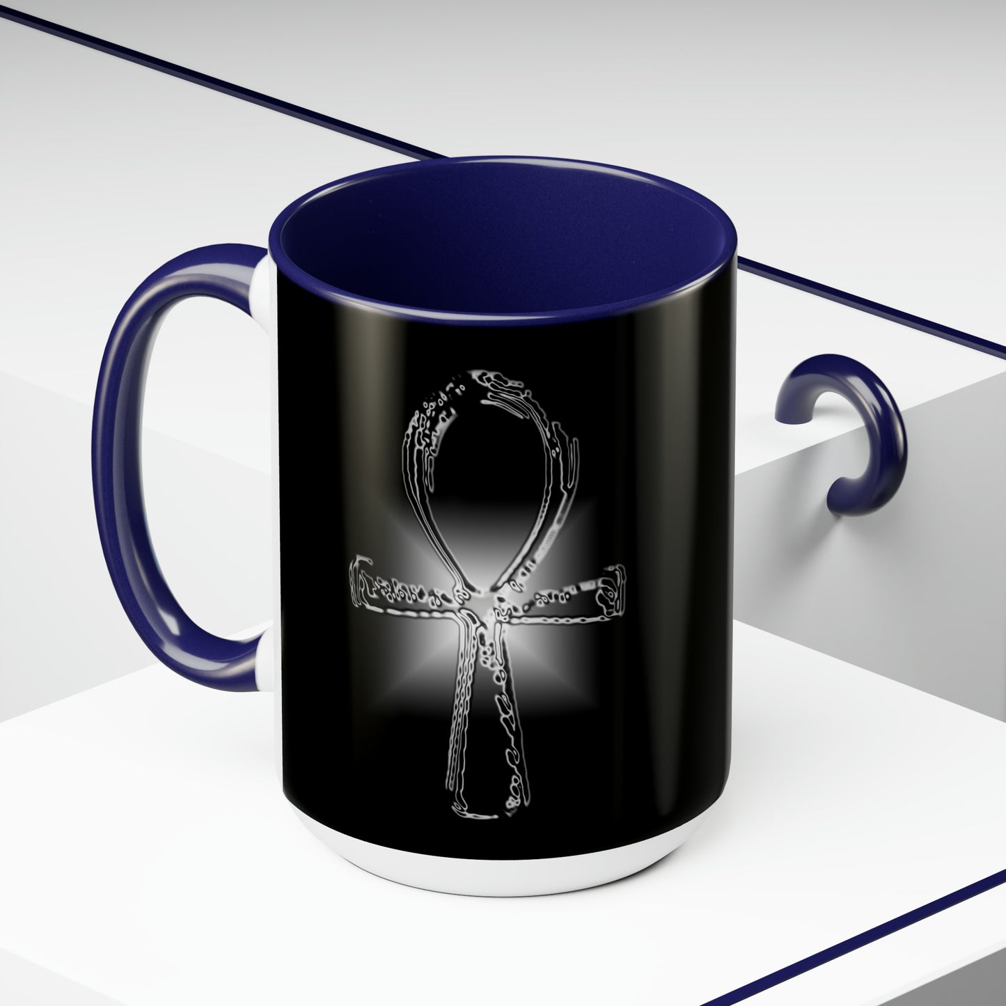 Glass ANKH Two-Tone Coffee Mugs, 15oz