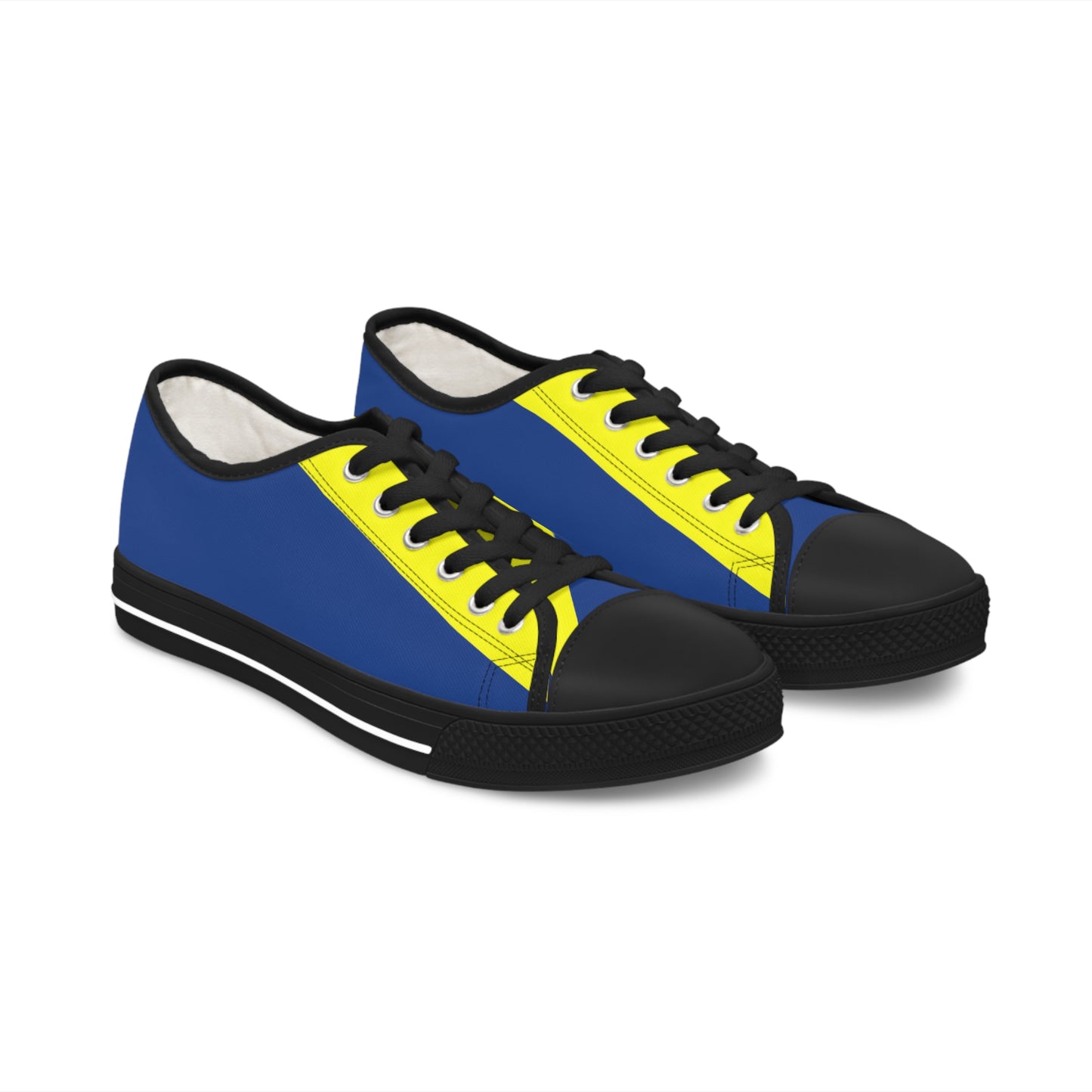 Yellow On Blue Women's Low Top Sneakers