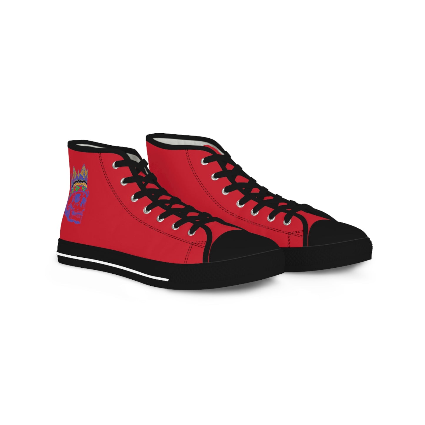 KING  SKULL On Red Men's High Top Sneakers