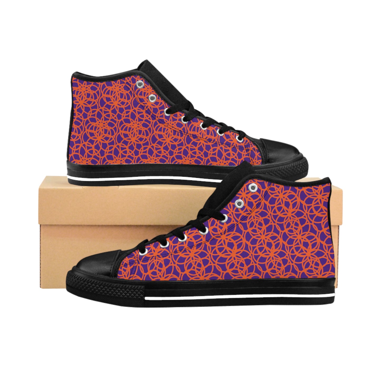 Orange Bubbles  On Purple Women's Classic Sneakers