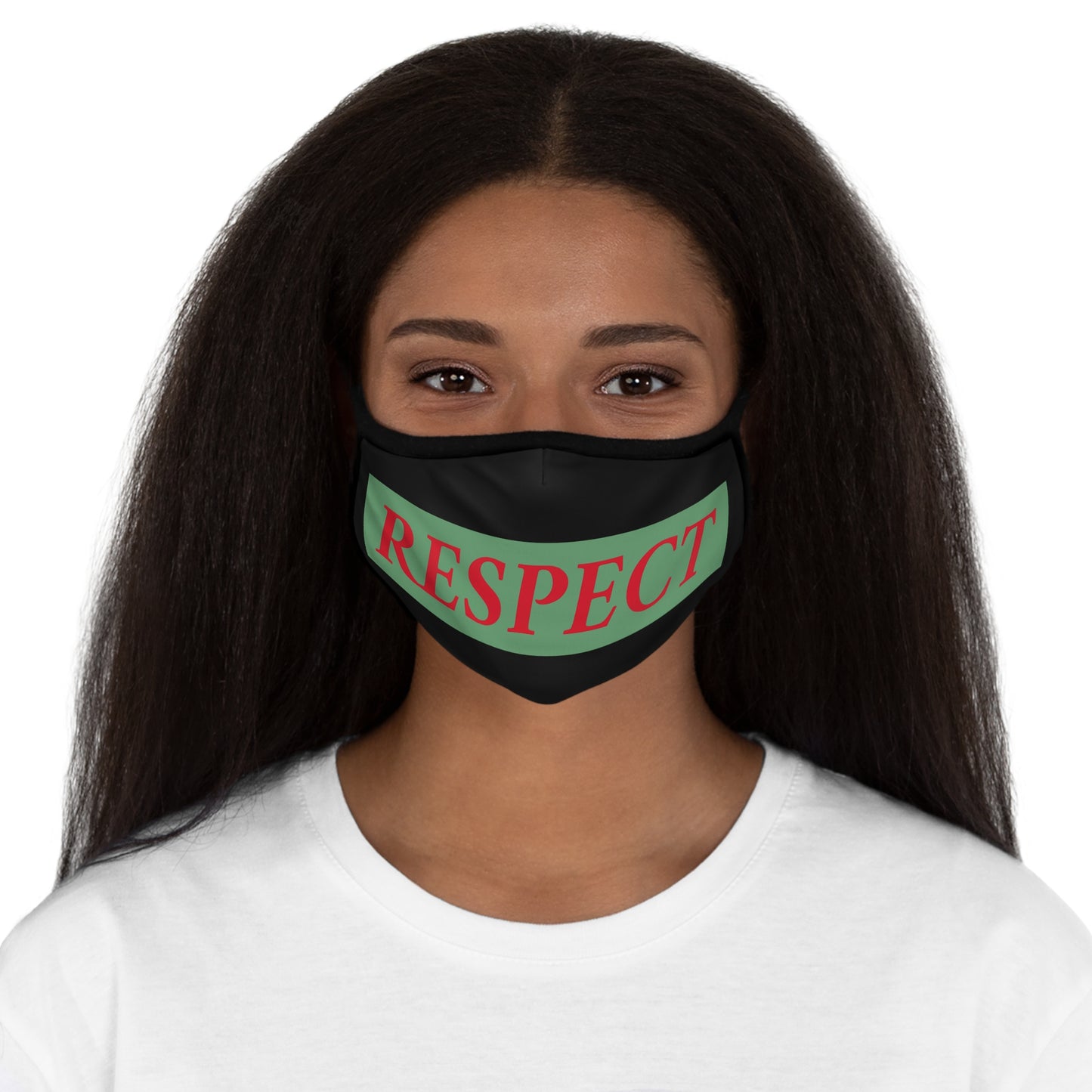 Respect On Black Fitted Polyester Face Mask