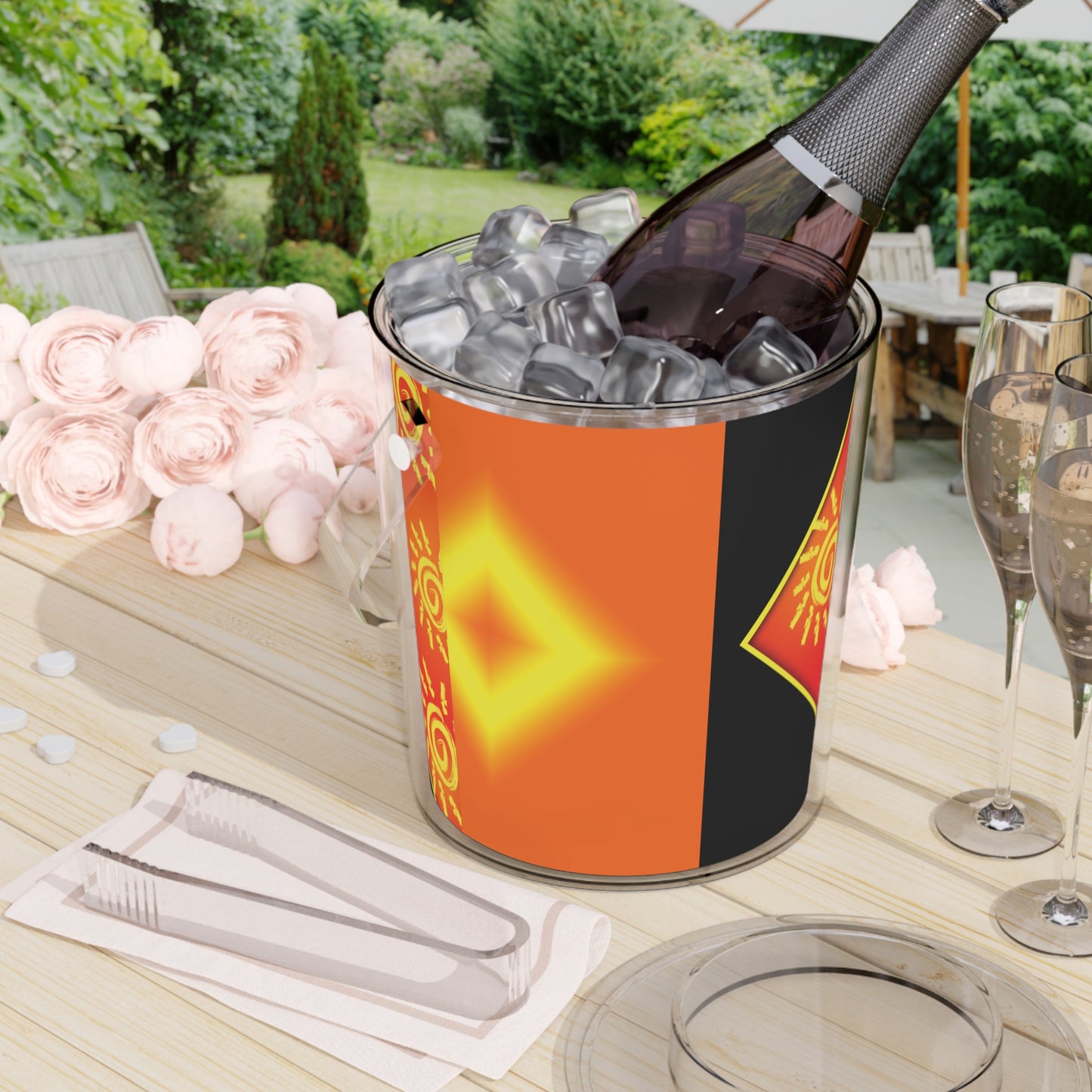 Sun Shine (Black) Ice Bucket with Tongs