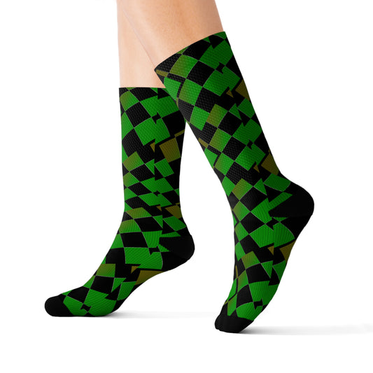 Checker Brd Green & Gold     Sublimation Socks