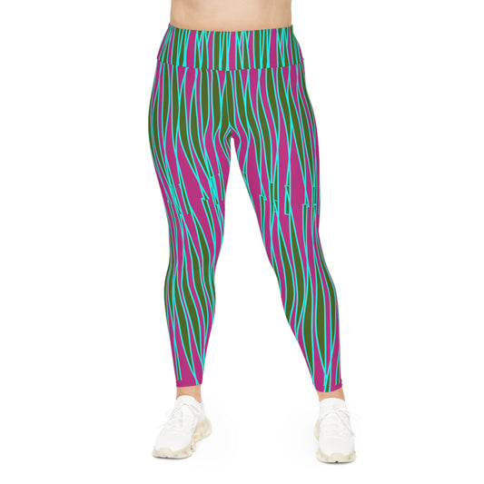 Light Ribbons [Pink] Plus Size Leggings