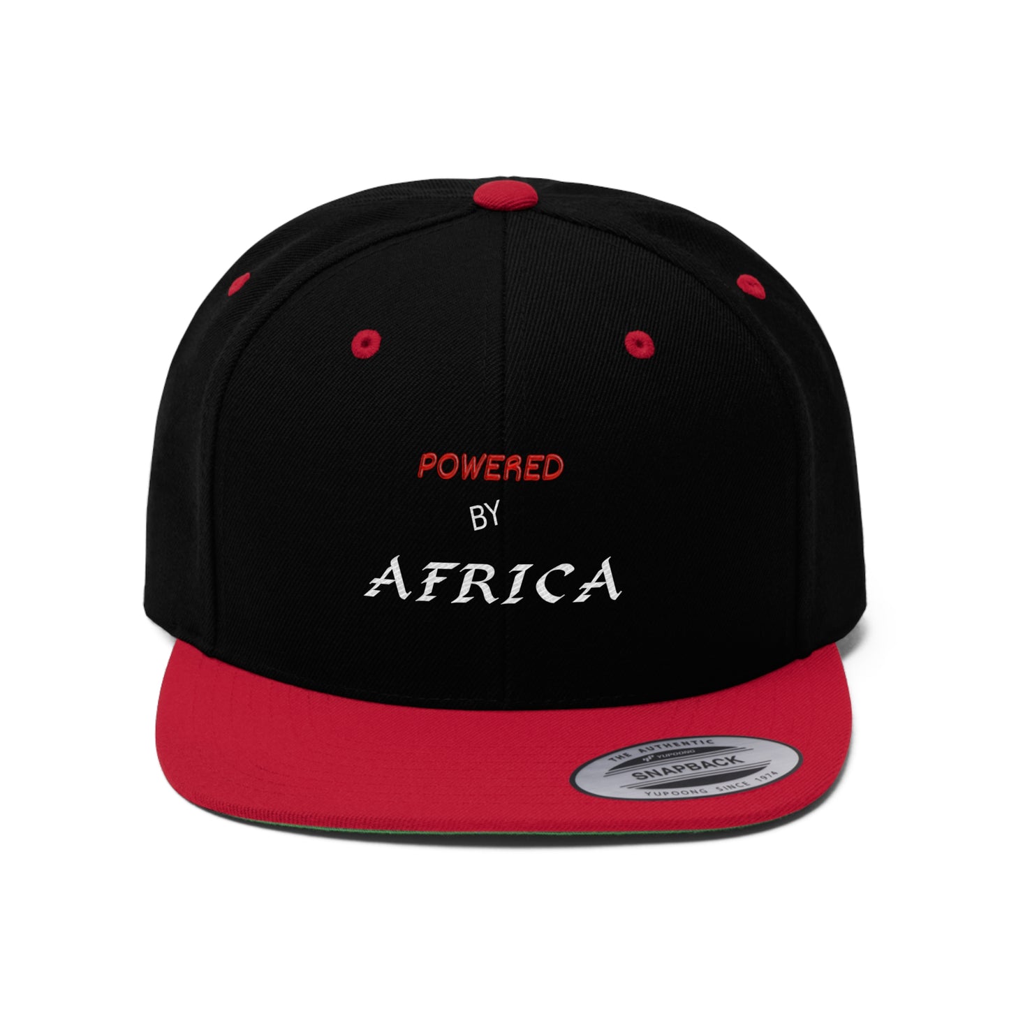 Powered By Africa (EMBROIDERED)  Unisex Flat Bill Hat