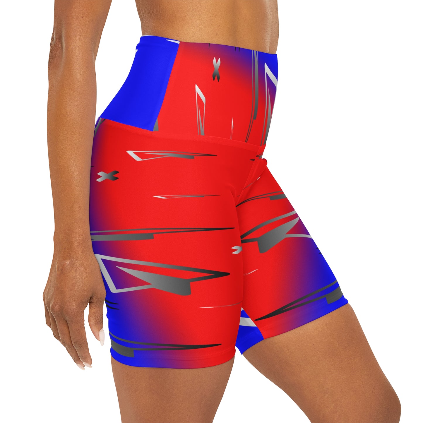 Red Point High Waisted Yoga Shorts (AOP)